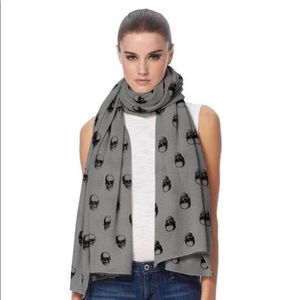 NEW 360 Cashmere Skull Cashmere Scarf Shawl Gray